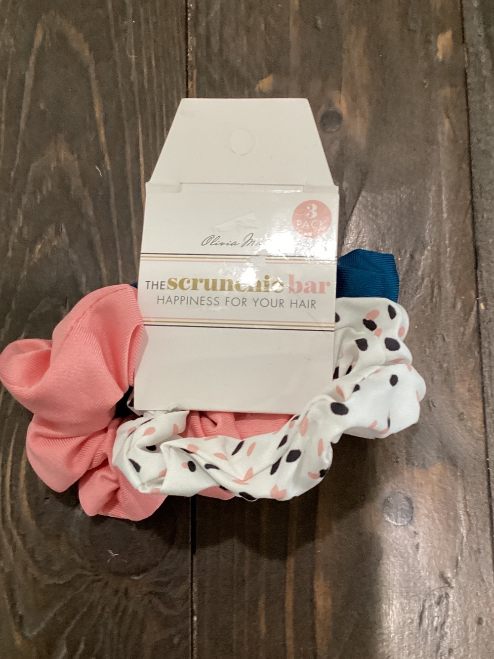 Olivia Moon Pink, White, Blue Scrunchie Set